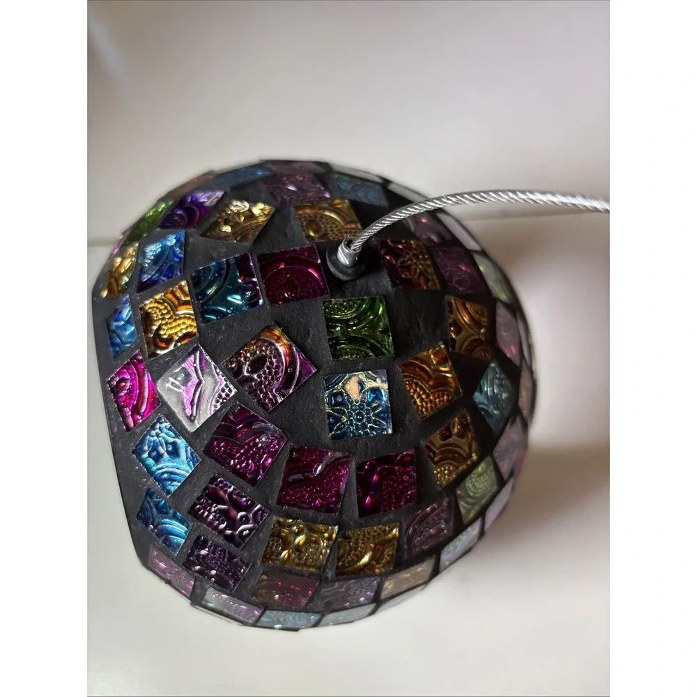 New Mosaic Fly Through Bird Feeder 6in Glass Multicolor Hanging Outdoor RD2